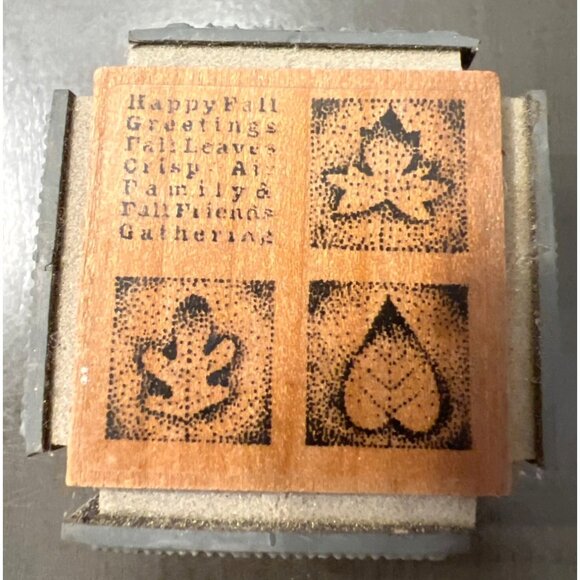 Stampendous! Autumn dots mini quad cube MTC06 2004 Wood Mounted Rubber Stamp - Picture 1 of 5